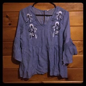 Embroidered Flowy Top.  NWT